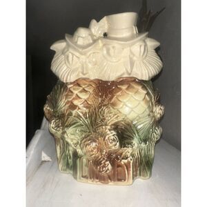 Mccoy Green Brown Cream Ceramic Owl Cookie Jar